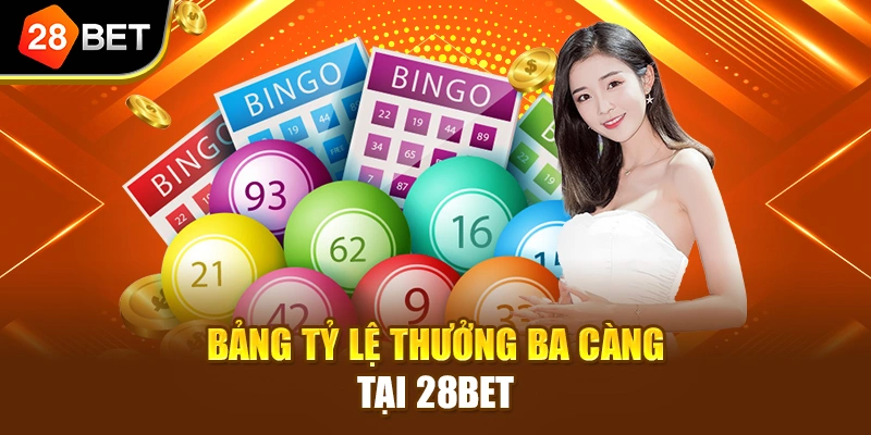 Bảng tỷ lệ thưởng ba càng tại 28BET